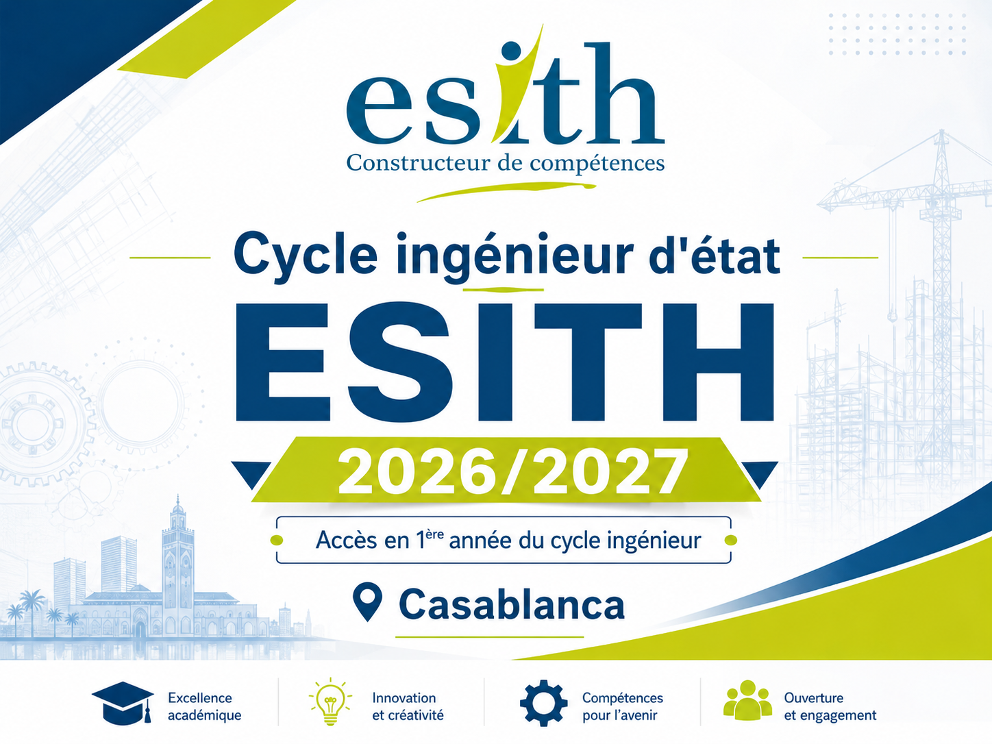 Concours ESITH 2026/2027 : accès en 1ère année du cycle Ingénieur d'État